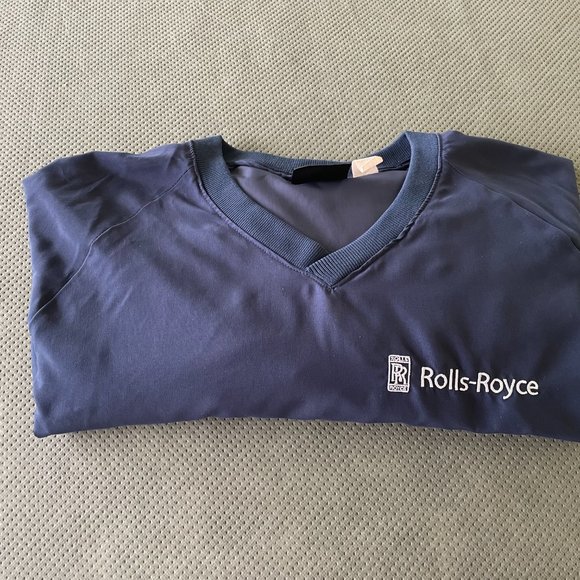 Rolls-Royce V-Neck Pullover Long Sleeve Navy Blue Men's XX-Large Made in USA - Picture 2 of 7